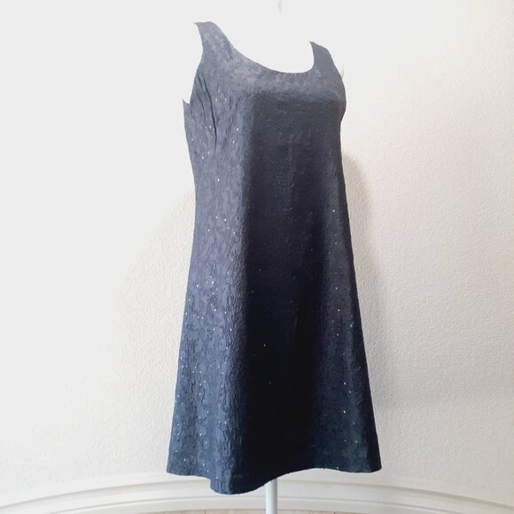 Eileen Fisher Silk Sequin  Shift Mini Dress - Picture 3 of 16
